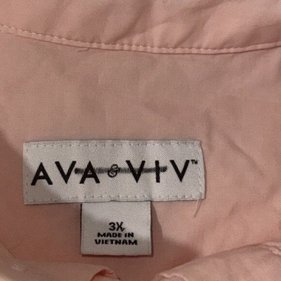 Ava & Viv Womens Pink Button-Down High-Low Tunic Shirt 3X 100% Cotton - Picture 2 of 9